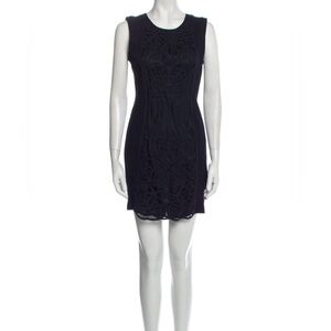 Sea New York Navy Blue Sleeveless Sheath Dress Lace  Panel Scoop Neck Size 6